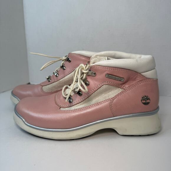 Timberland Genuine Leather Hiking Field Boots Pink Women's Size 8 - Picture 5 of 11